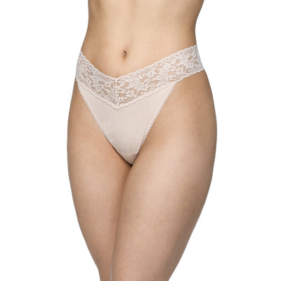 Hanky Panky - SUPIMA® Cotton Original Rise Thong with Lace - Chai - View 1