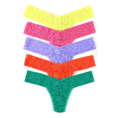 Hanky Panky - 5 Pack Signature Lace Low Rise Thong - Citrus Fizz/Sugar Rush Pink/Hyacinth/Orange Sparkle/Malachite - View 1