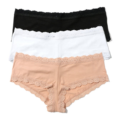 Hanky Panky - Supima Cotton Boyshort - Black/White/Chai - View 1