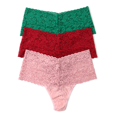 Hanky Panky - Holiday Retro Lace Thong - Green Queen/French Bordeaux/Meadow Rose - View 1