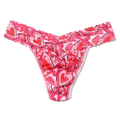 Hanky Panky - Printed Signature Lace Original Rise Thong - Lots Of Love (Pink) - View 1