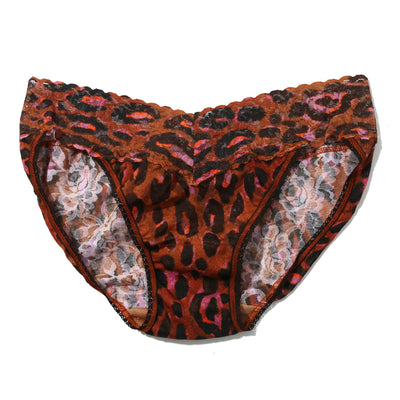 Hanky Panky - Printed Signature Lace V-kini - Throwback (Brown) - View 1