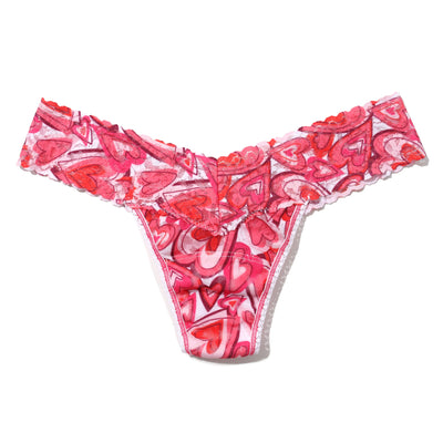 Hanky Panky - Printed Signature Lace Low Rise Thong - Lots Of Love (Pink) - View 1