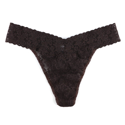 Signature Lace Original Rise Thong  in Chocolate Noir - Hanky Panky - View 1