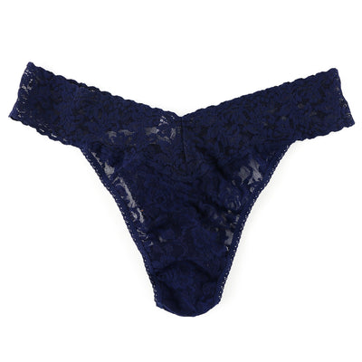 Signature Lace Original Rise Thong in Navy Blue - Hanky Panky - View 1