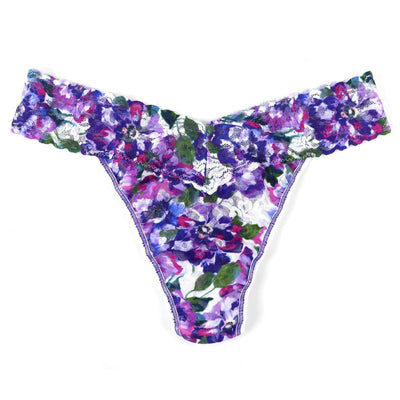 Printed Signature Lace Original Rise Thong in Purple Pansy - Hanky Panky - View1