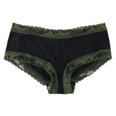 Hanky Panky - SUPIMA® Cotton Boyshort with Camo Trim - Black/Woodland - View 1