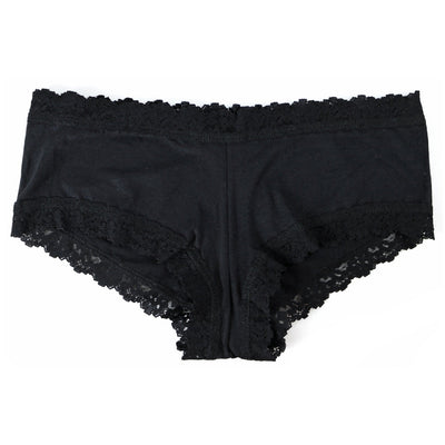 SUPIMA® Cotton Boyshort with Lace in Black - Hanky Panky - View1