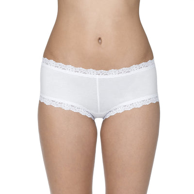 SUPIMA® Cotton Boyshort with Lace in White - Hanky Panky - View1