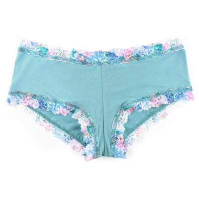 Supima Cotton Boyshort with Contrast Trim  in Mineral Blue/Alice Floral - Hanky Panky - View 1
