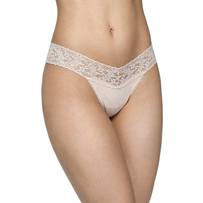 Hanky Panky - SUPIMA® Cotton Low Rise Thong with Lace - Chai - View 1