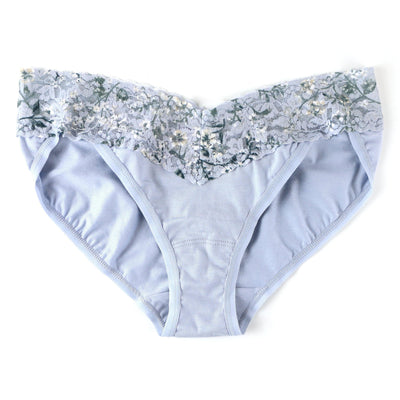 Hanky Panky - SUPIMA® Cotton V-kini with Contrast Trim - Dove Grey/Misty Meadow - View 1