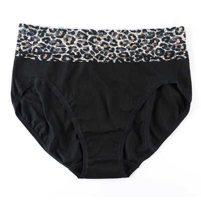 Hanky Panky - SUPIMA® Cotton French Brief with Contrast Trim Classic Leopard - Black Classic Leopard - View 1