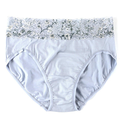 Hanky Panky - SUPIMA® Cotton French Brief with Contrast Trim - Dove Grey/Misty Meadow - View 1