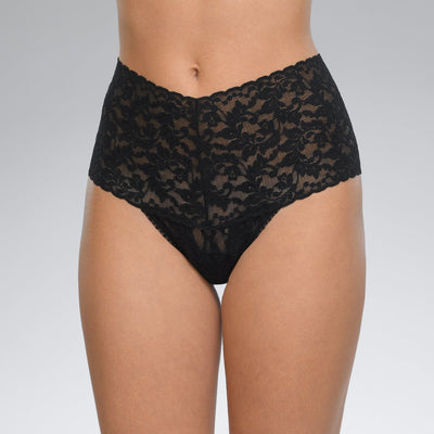 Retro Lace Thong in  Black - Hanky Panky - View1