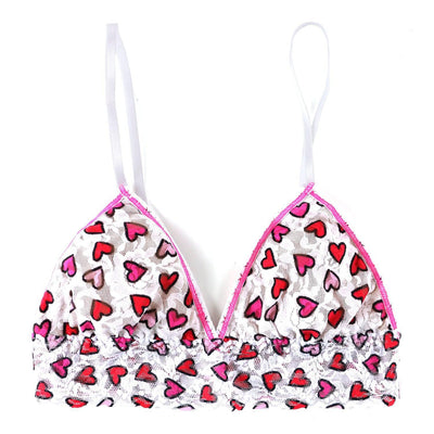 Printed Signature Lace Padded Triangle Bralette in Heartbeat - Hanky Panky - View1