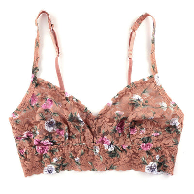 Printed Signature Lace V-Neck Retro Bralette in Terracotta Rose - Hanky Panky - View 1